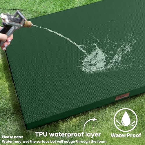 Waterproof Orthopedic Dog Crate Bed for Small Dogs & Cats (Dark Green / 23.0"L x 17.0"W x 2.5"Th)