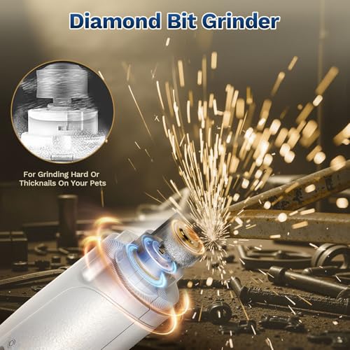 2-in-1 Dog & Cat Nail Clippers and Grinder with Catcher & 2 LED Lights (White)