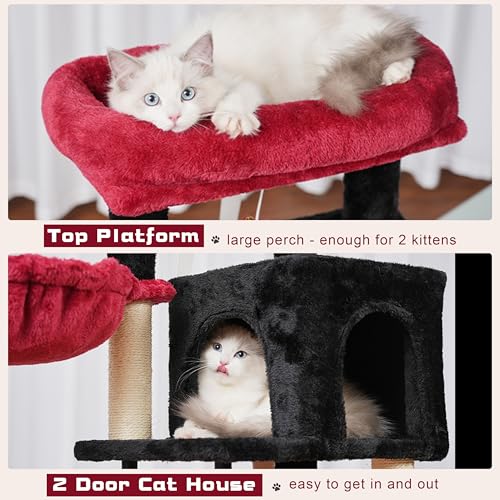 Cat Tree 43.3'' Cat Tower with Hammock for KittensGCT004SBR (43.3 inches / Black and red)