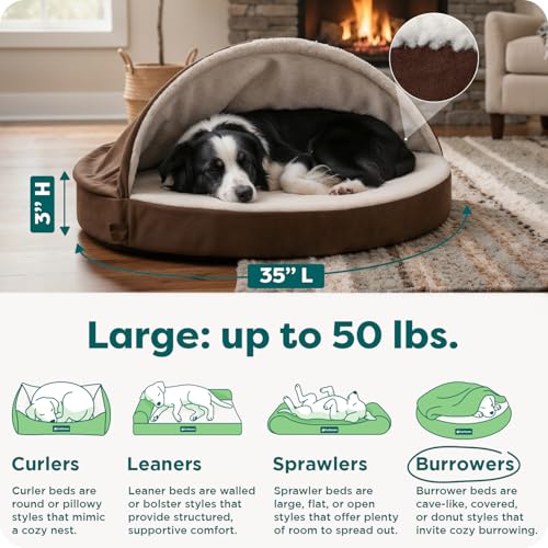 35" Round Orthopedic Dog Bed for Large (Espresso / Large)