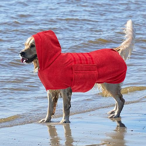 Dog Drying Coats with Hood (Medium / Red(Hood))
