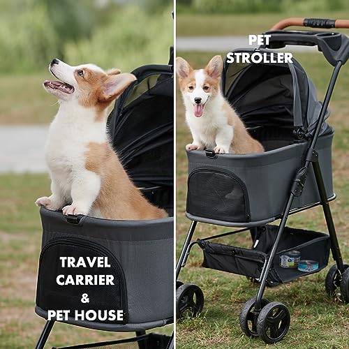 3 in 1 Dog Stroller (Dark Gray / 3 in 1 Small)