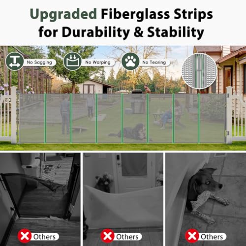 275" Retractable Baby Gates Extra Wide Retractable Fence Outdoor (Gray / (48" Tall x 275" Wide))