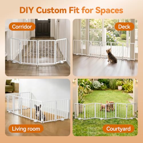 Small Dog Gate Indoor (White / Up to 72" W, 16.5" H)
