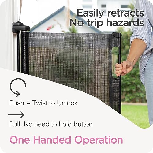 Retractable Baby Gate Perma Child Safety 41" Tall x 71” Wide (Black / 41" Tall x 71" Wide)