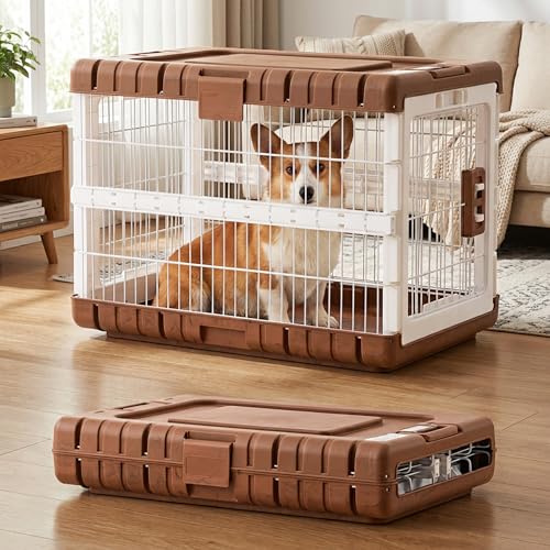 28" L Collapsible Dog Crate for Dogs (Woodgrain / 27.95 x 18.9 x 21.65 in)