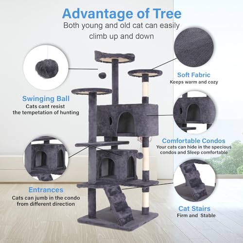 54" Cat Tree Tower (Ashy)