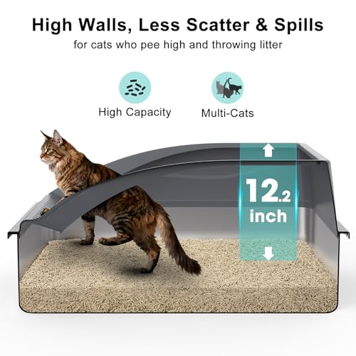 Stainless Steel Litter Box Extra Large for Big Cats and Multi (Dark Grey / XXX-Large)