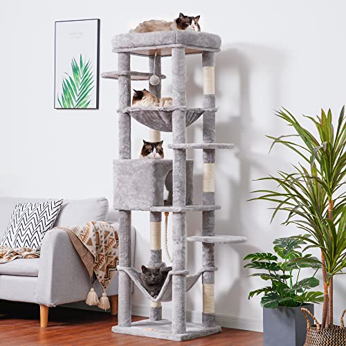 Cat Tree for Large Cats 20 lbs (Light Gray / 69 inch)