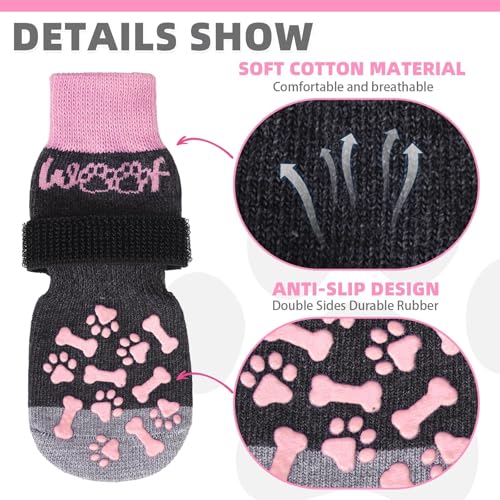 Dog Socks Shoes for Hot Pavement to Prevent Licking Paws (PINK / Small/Medium (4 Pack))