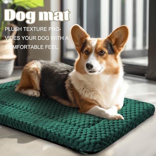 Dog Bed Crate Mat (S(24"*18"*1.5") / Dark Green-1pc)