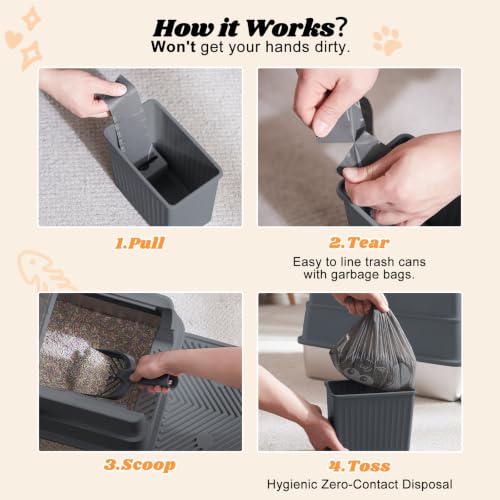 Enclosed Stainless Steel Cat Litter Box with Lid High Sided (Transparent Grey / X-Large)
