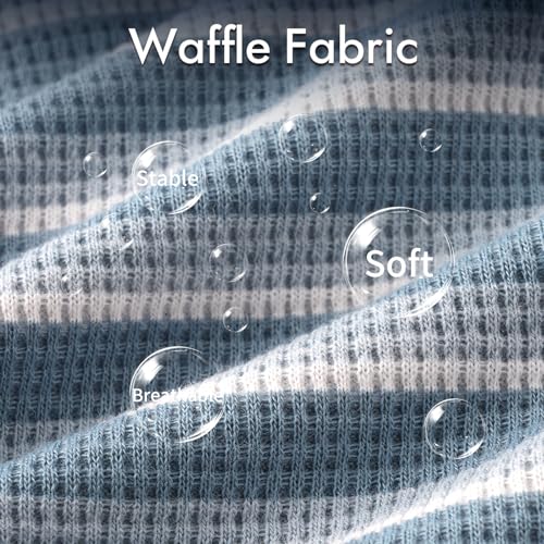 3Pack Dog Shirts Lightweight Waffle Dog Shirt for Small DogsSleeveless Dog Shirt for Small Medium Boy Girl Dogs Cozy & Breathable Pet Vest (L(Back: 15.7", Chest: 20.5", 13.2-19.8lbs) / Striped+Light Blue+Iron Blue)