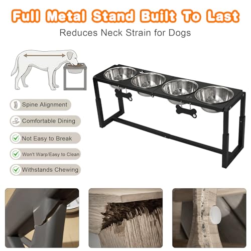 Metal Elevated Dog Bowls for Medium (Black-58oz x 4 / Height: 8.8-14")