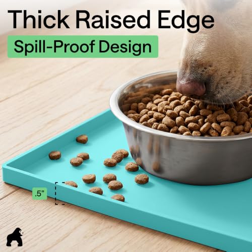Waterproof Dog Food Mat (Turquoise / 16" x 10")