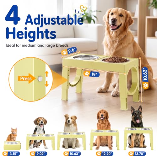 Elevated Dog Bowls Large Breed Raised Dogs Bowl Stand Large (F-Yellow)