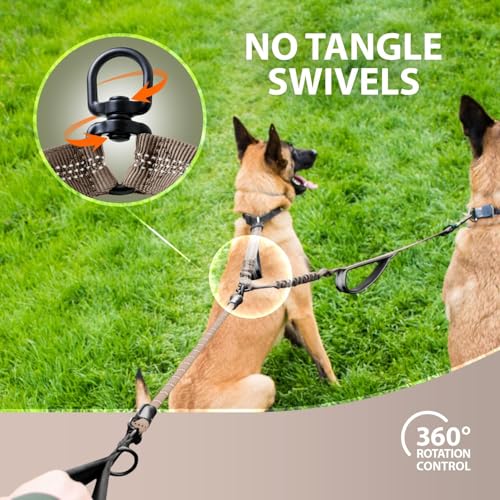 Double Dog Leash for 2 Dogs (Brown)