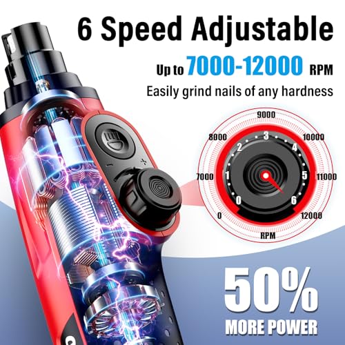 Smart 6 Speed Dog Nail Grinder (Red)