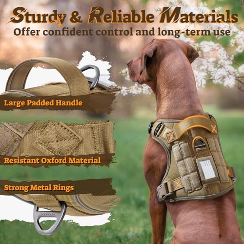 Tactical Dog Harness for Small Dogs (S(Chest:16.1"-31.5",Neck:15.4"-21.6",Back:7.1") / Brown)