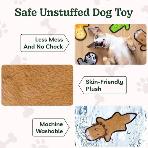 No Stuffing Dog Toys Crinkle Squeaky (2 Pack / Small)