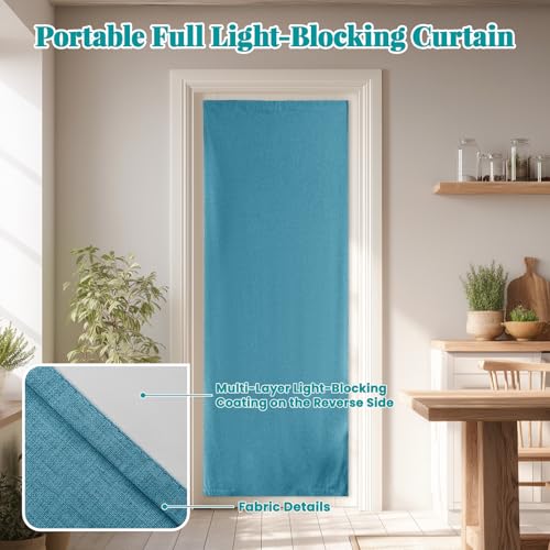100% Blackout French Door Curtain (25"W x 72"L (Pack of 1) / Stone Blue)