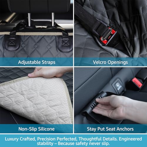 Dog Car Seat Covers for Back Seat with 2 Seat Belts (Standard / Black)