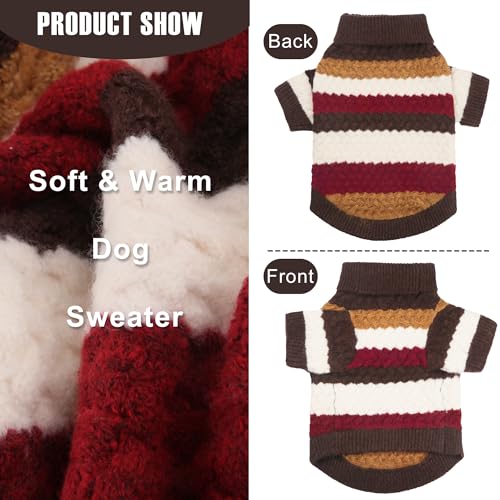 Dog Sweater Pet Cable Knitted Turtleneck Sweater for Small Medium Dogs Boy Girl (Brown / Medium)