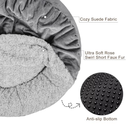 Small Dog Bed Cat Bed with Hooded Blanket (M(26" x 26" x 8") / Dark Grey)