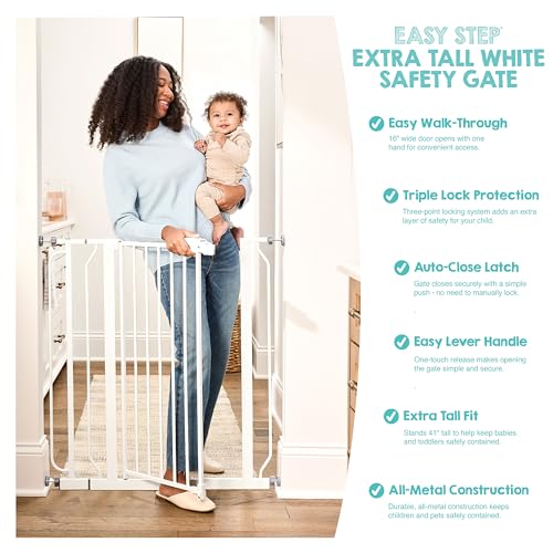 Safety 36" Extra Tall Baby Gate (White / 29-36.5"W x 36"H)