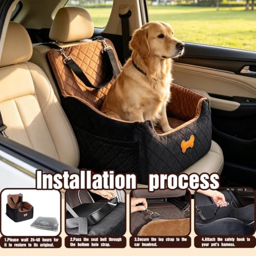 Dog Car Seat for Small Dogs (Brown/Black / Medium)