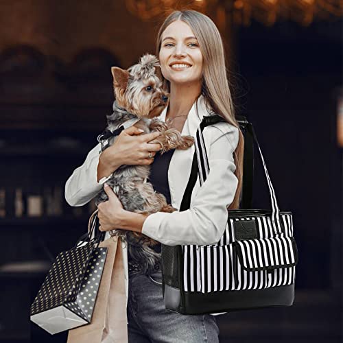 Cat Carrier Dog Carrier (Black White Stripes New)