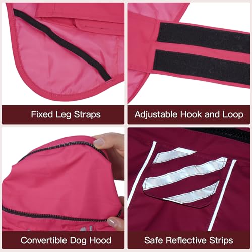 Reflective Waterproof Dogs Rain Coats with Hood (NeonPink / M)