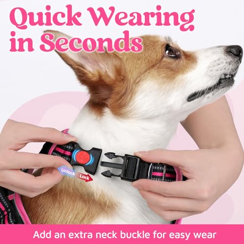 Dog Harness for Large (Black & Pink / X-Large)