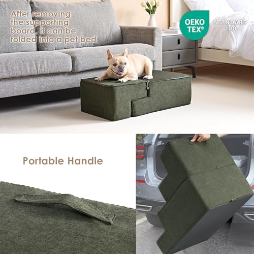 Dog Stairs for Bed 18" H (Military Green / Standard 15" x 24" x 18")