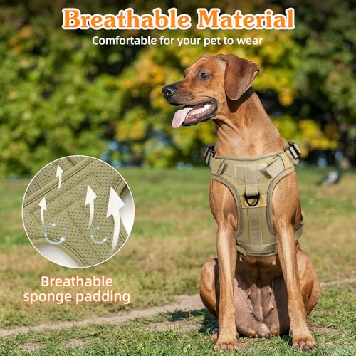 Heavy Duty Tactical Dog Harness for Medium Dog (Army Yellow / M (Chest: 22-39.3", Neck: 14.1-26.7"))