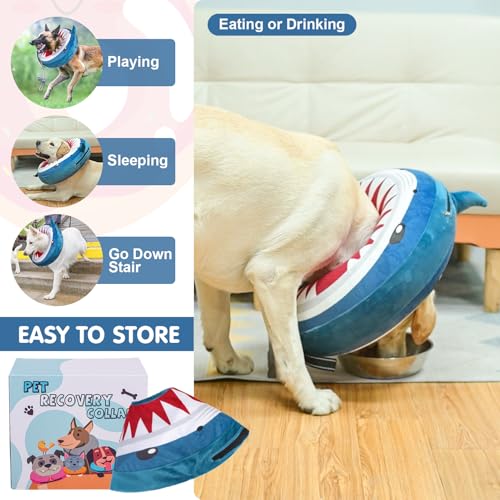 Dog Cone Collar Alternative After Surgery (Shark Donut / XS(Neck:9.5"-11.5"))