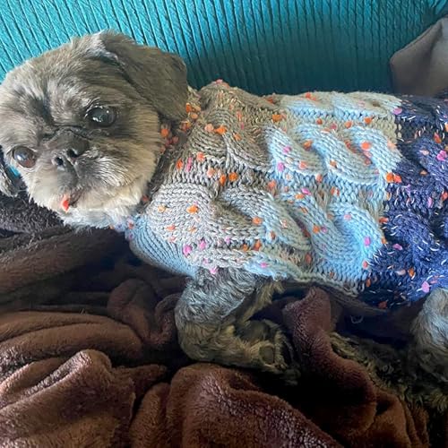 Color Block Dog Sweater for Small Dogs Turtleneck Thermal Knit (Medium (12-19lbs) / 03# Navyblue)
