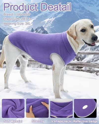 4 Pieces Fleece Dog Sweaters Vest Winter Warm Dog Clothes for Small Medium Large Dogs Girl Soft Pullover Doggie Sweatshirt Puppy Cold Weather Jacket (3X-Large(Chest-29.5") / Pink, Rose, Purple)