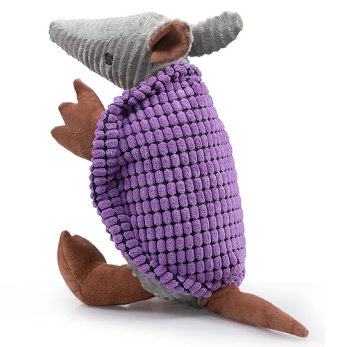Armadillo Squeaky Dog Toys for Medium Large Dogs (14 IN / Purple)
