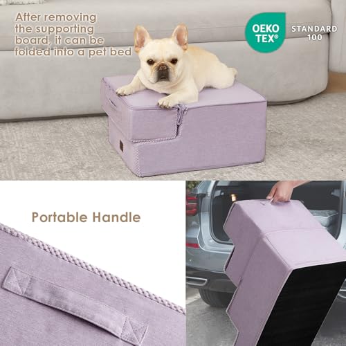 Dog Stairs for Small Dogs 13.5" H (Lilac / Standard 15" x 18" x 13.5")