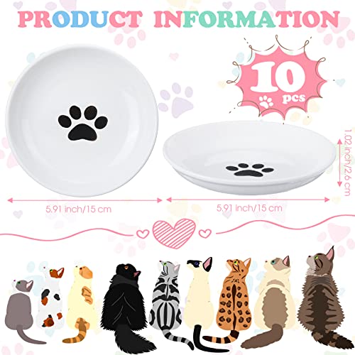 10 Pcs Ceramic Cat Bowl Whisker Fatigue 6 Inch Set