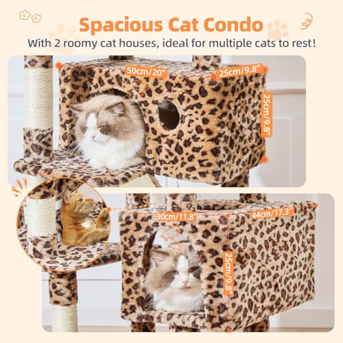 Cat Tree 71 in Extra Large Cat Tower for Inddor Cats (Leopard Print / 71 Inches)