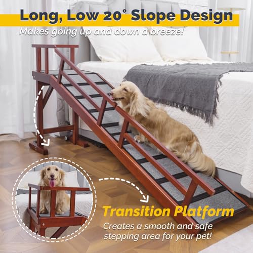 Dog Ramp for Bed or Couch (Mahogany / L-73.2"L x 16"W x 25"H)