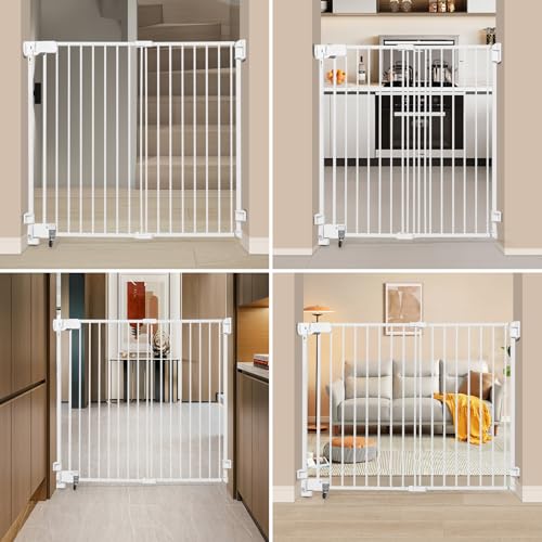 No Bottom Bar Baby Gate (White / 51.18inch)