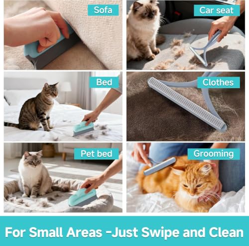 Carpet Rake for Pet Hair Removal Tool (54in-3 pcs-Rake-Grey)