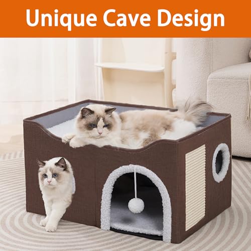 Cat Houses for Indoor Cats (L / Dark Brown)