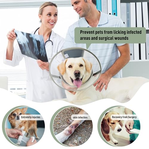 Soft Dog Cone Collar for Large Medium Small Dogs After Surgery (L / Grey)