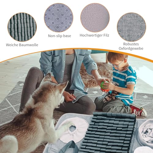 Snuffle mat for Dogs Iteractive Dog Puzzle Toy Used for Training Stress Relief This sniffing mat effectively slows your dog's eating pace. Suitable for indoor and outdoor use. Gray (Gray)