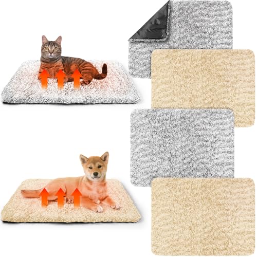 6 Pack Self Warming Pet Cat Dogs Pad 19 x 28 Inch (19 x 28 Inch / Grey+Beige)