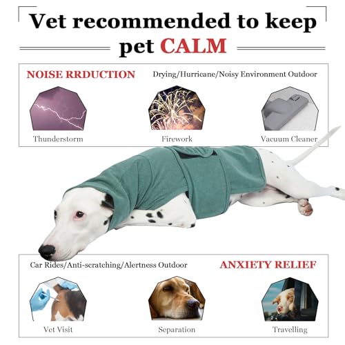 Dog Anxiety Vest Calming Jacket with Hoodie Soft Ears Cover (2XL / Green)